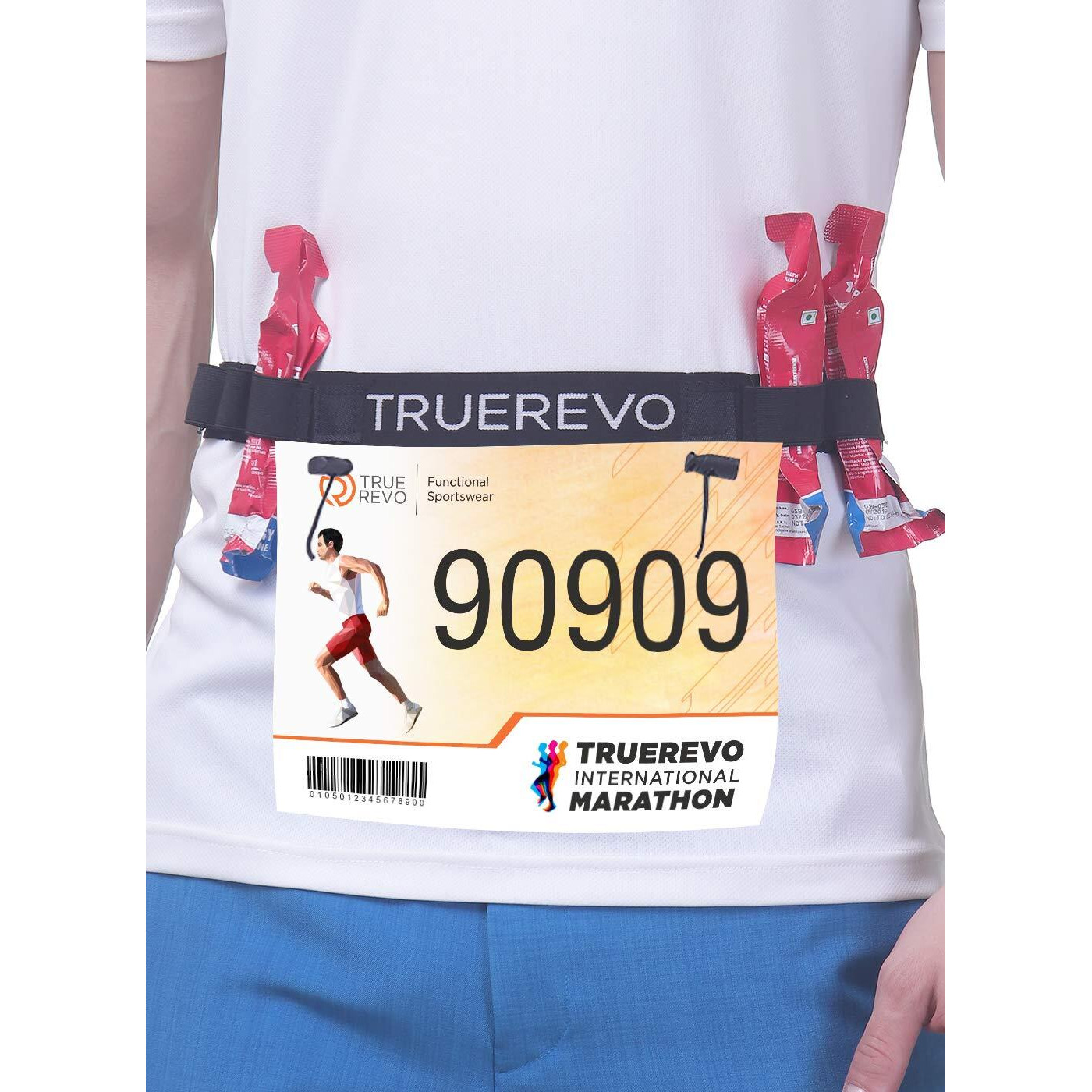 TRUEREVO Race Number Bib Holder Belt with 6 Loops for Running Marathon & Triathlon