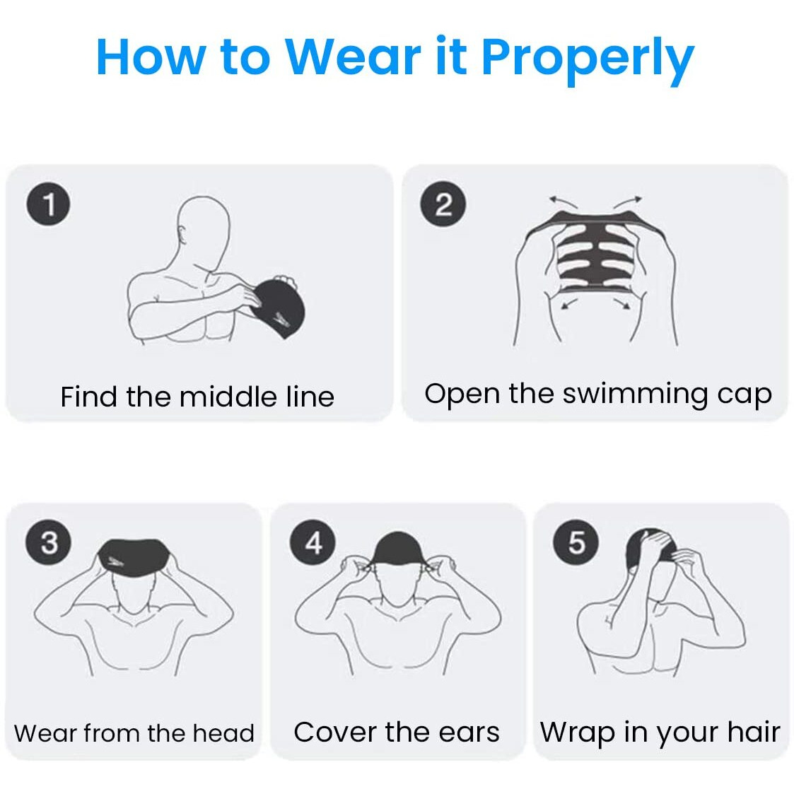 Proberos Silicone Swim Cap for Kids, Comfortable Swimming Cap Ideal Kids Swim Cap for All Head Size, Cartoon Swimming Cap for Child, Swimming Training Cap
