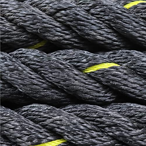 Kobo Rope Pro Black Professional Battle Rope Exercise Bottle Rope Gym 1.5-inch Thick (50 Feet)