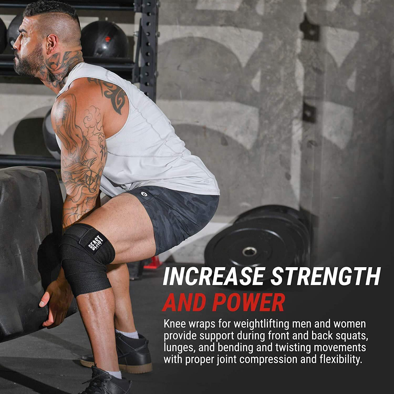 STEIGEN FITNESS-SF Polyester Weight Lifting Knee Support Wraps For Squats,Gym, Weight Lifting, Cross Fit, Gym Workout,Free Size