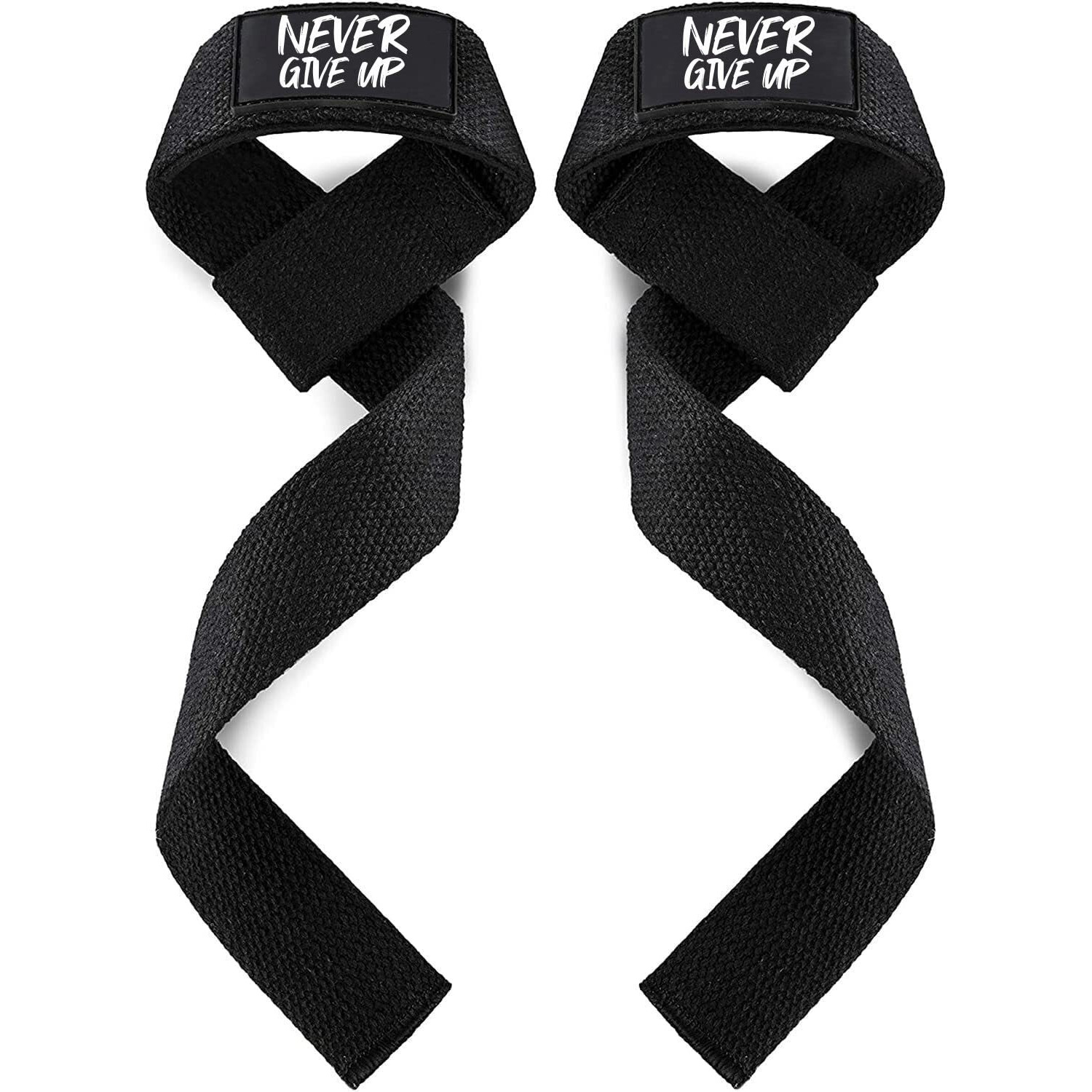 STEIGEN Fitness Exercise Nylon and Rubber Wrist Wrap Bands, Deadlift Straps Wrist Support for Gym (Never GIVE UP)