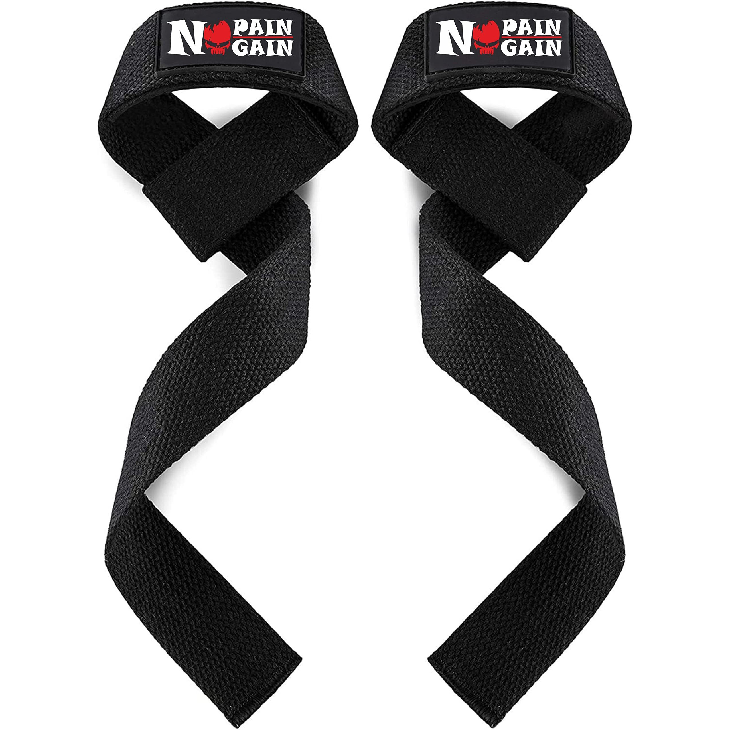 STEIGEN Fitness Exercise Nylon and Rubber Wrist Wrap Bands, Deadlift Straps Wrist Support for Gym (Skull)