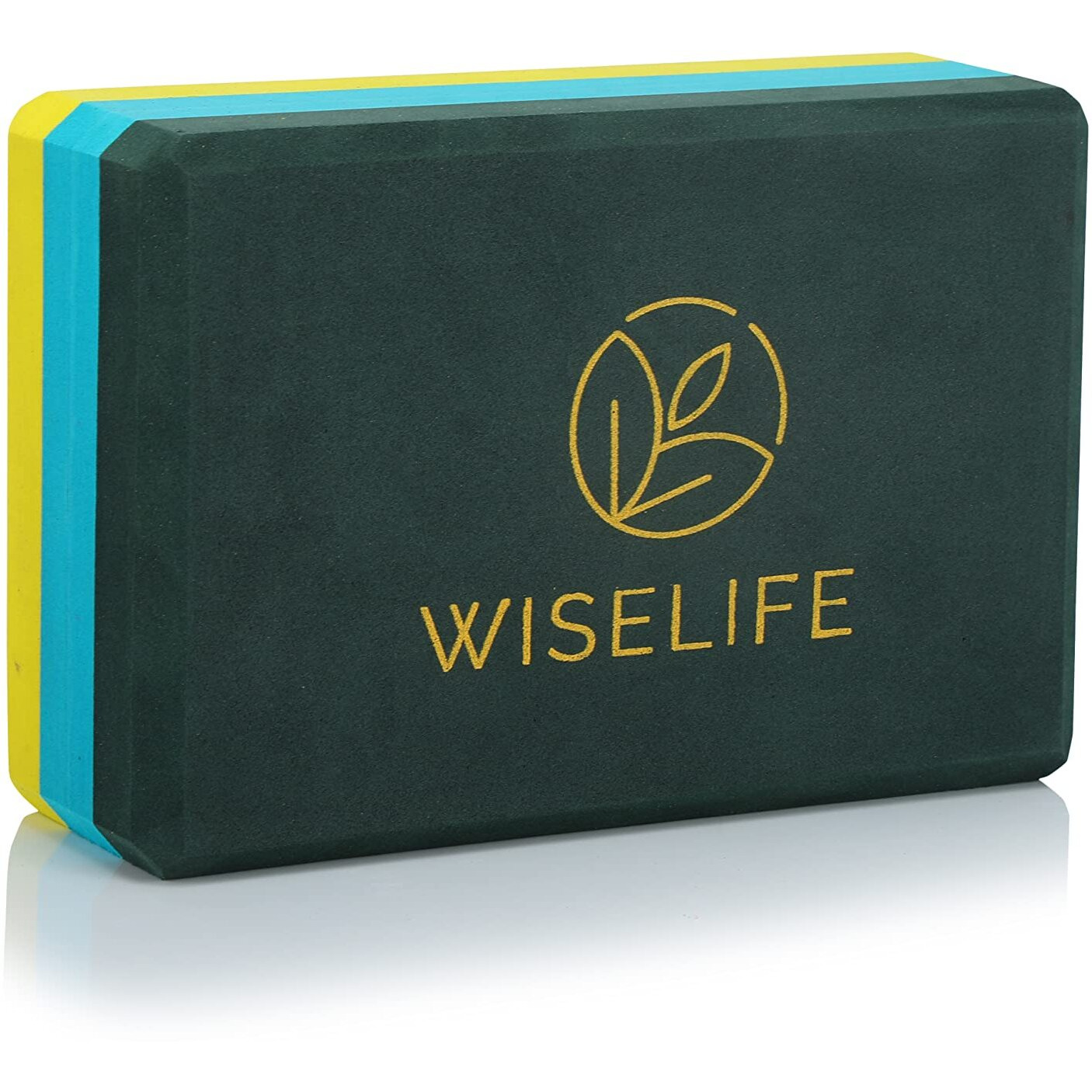 Wiselife Green Yellow Pro Yoga Block | Yoga Brick (Pack of 1, Extra Large Size), High Density Premium TPE Foam Material, Soft Surface, Triple Layer for Optimum Balance, Support & Cushion