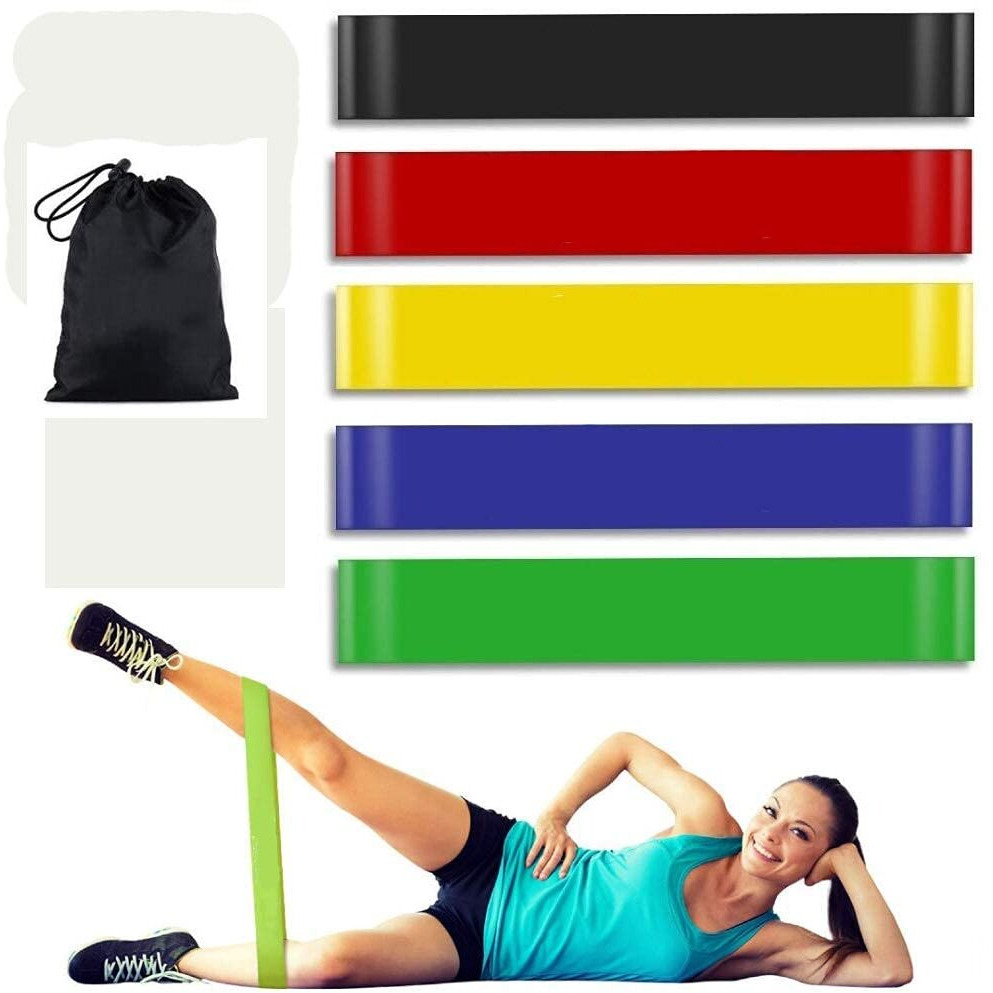 Device Resistance Loop Exercise Bands for Squats, Hips, Legs, Butt, Glutes and Heavy Workouts Physical Therapy, Rehab, Stretching, Home Fitness (Set of 5)(Material Natural Latex)