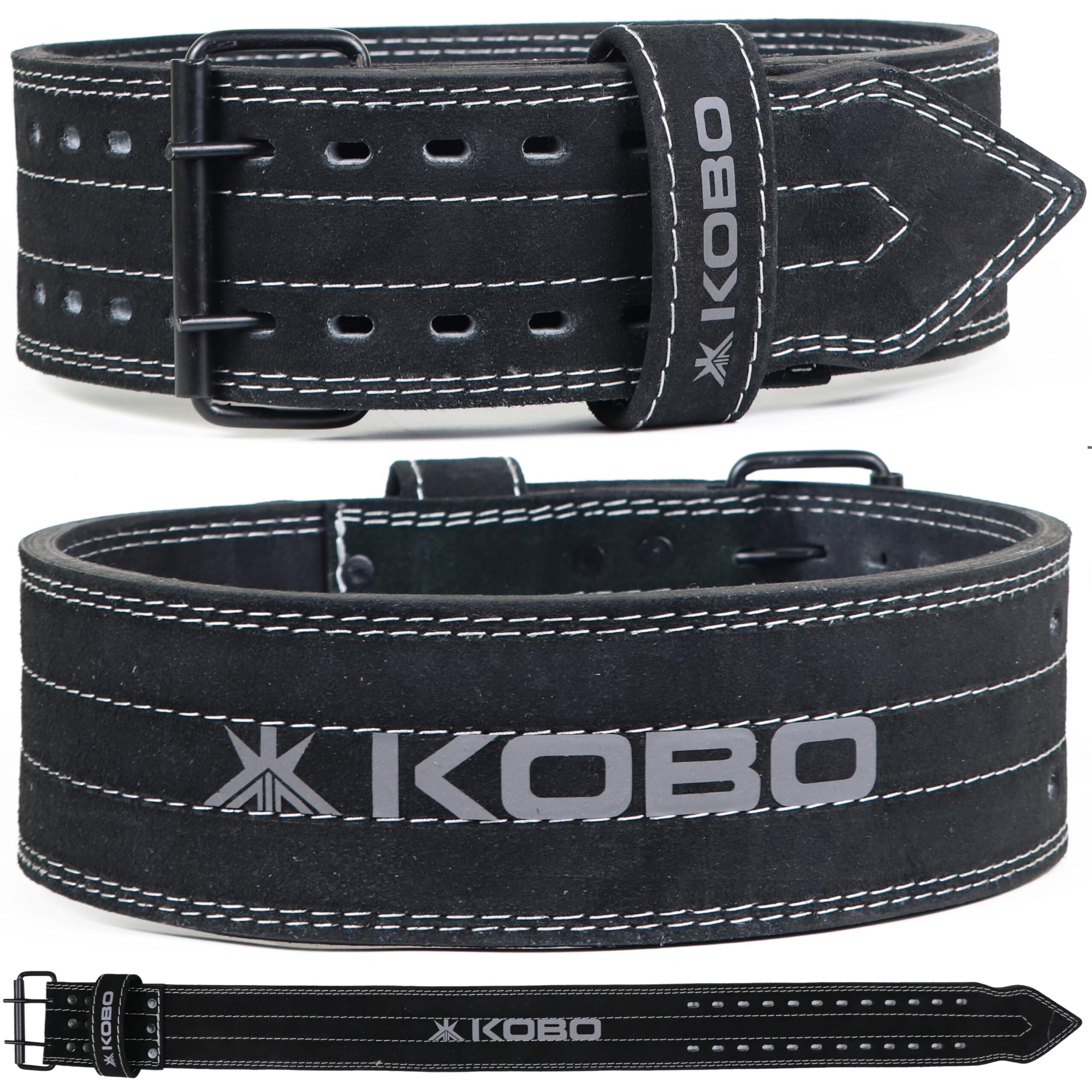 Kobo WTB-05 Leather Power Weight Lifting Belt 10 mm Thick, 4 Inches Wide (M, Black)