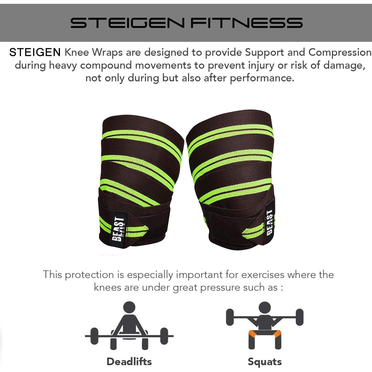 STEIGEN FITNESS-SF Weight Lifting Knee Support Wraps for Squats,Gym, Weight Lifting, Cross fit, Gym Workout