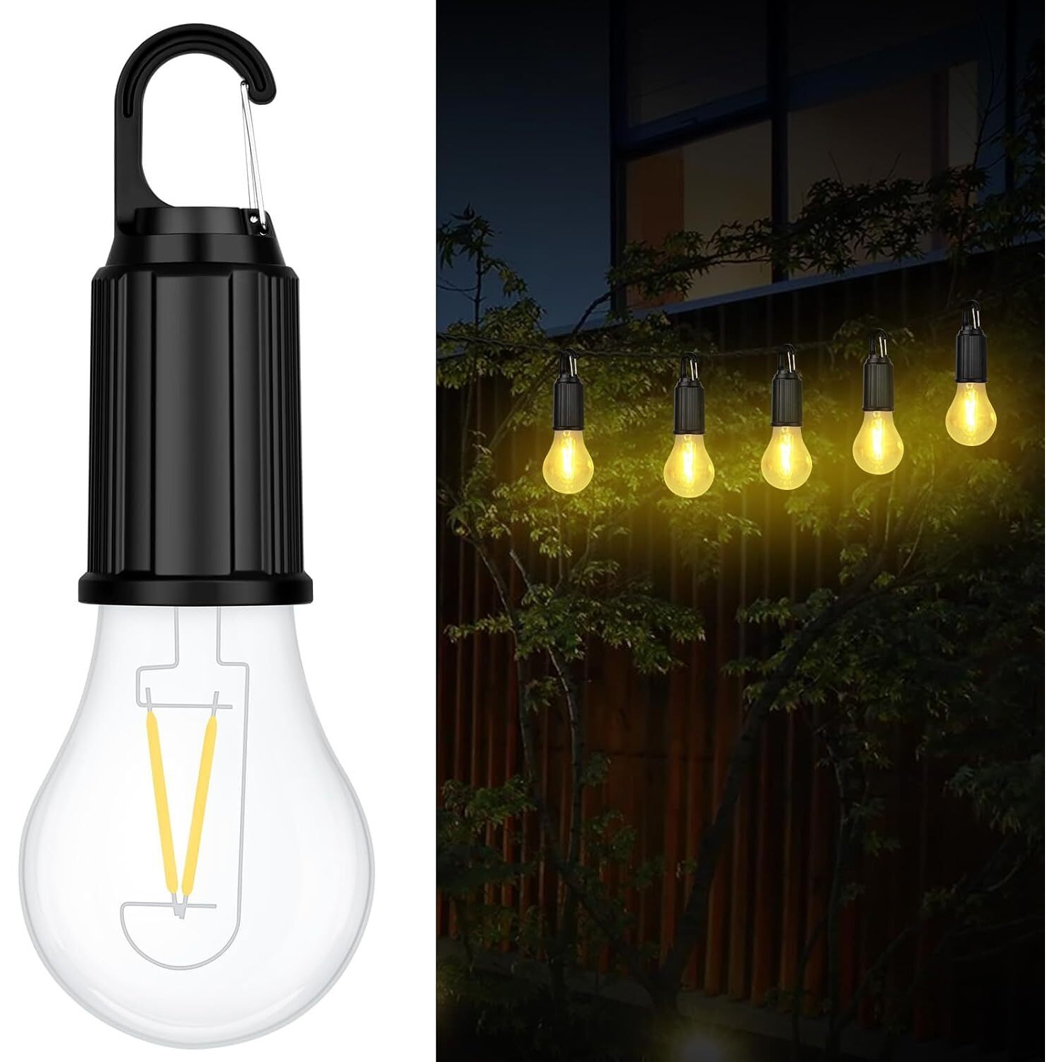Rechargeable Camping Lights, Waterproof LED Hanging Tent Bulb with USB Cable, 3 Lighting Modes Hanging Camping Lantern Lamp for Hiking, Emergency, Household, Car Repairing (1pc Led Tent Lights)