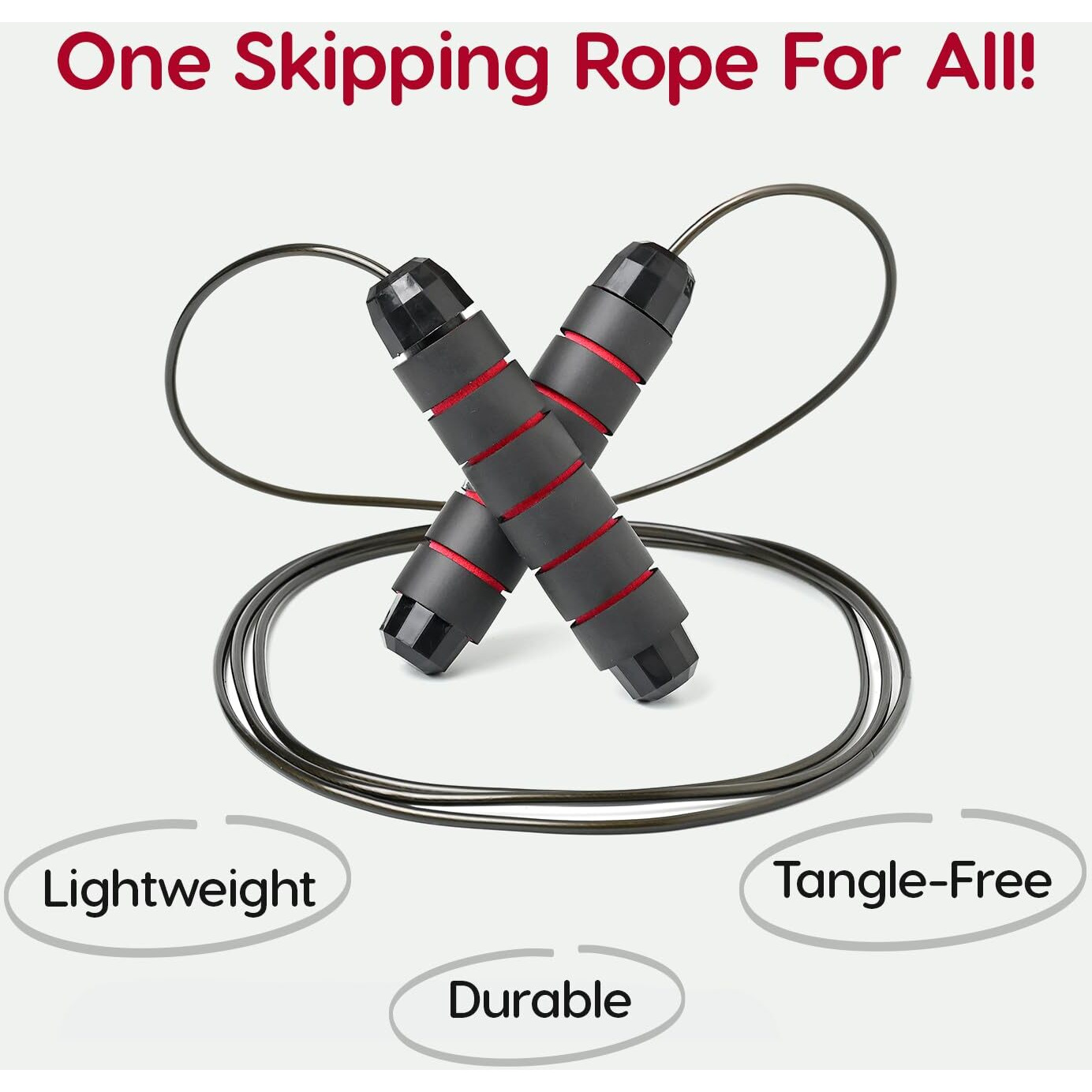 WiseLife Skipping Rope for Workout & Exercise | Jump Rope for men, women and children with adjustable length | Skipping rope for weight loss (Red)