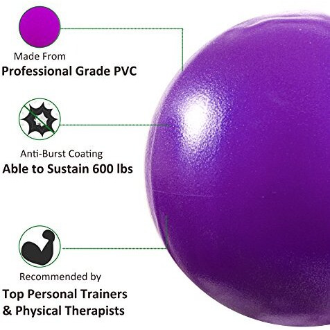 AB SALES Mini Yoga Pilates Ball, Exercise Ball, 9 Inch Bender with Inflatable Straw for Barre, Physical Therapy, Stability, Stretching, Core Training Exercise Gym Improves Balance, Strength, Purple