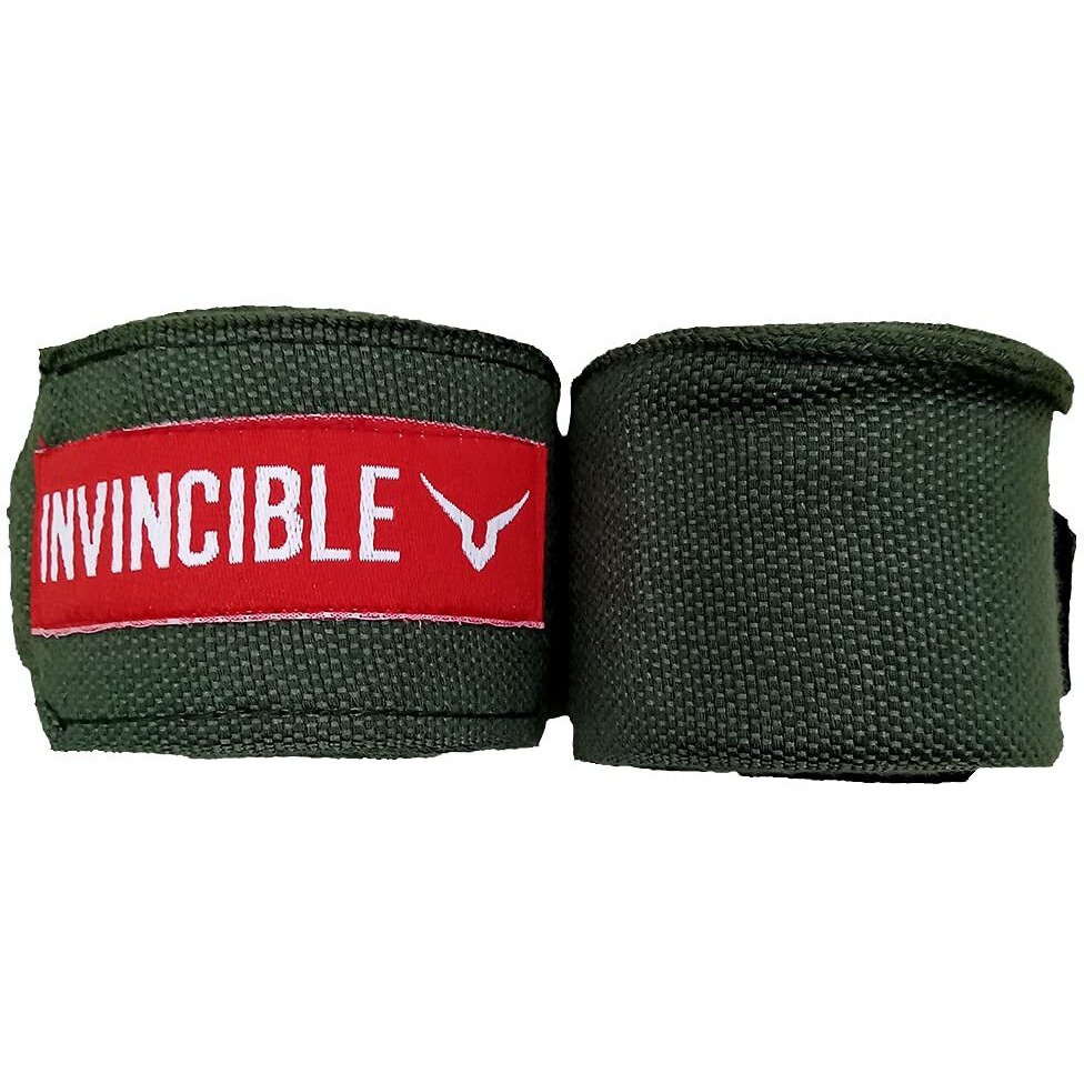 Invincible Mexican Style Semi-Stretch Hand Wraps (Olive, 2.5 Meter)