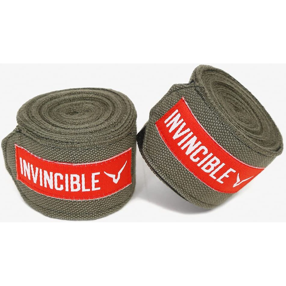 Invincible Mexican Style Semi-Stretch Hand Wraps (Olive, 2.5 Meter)