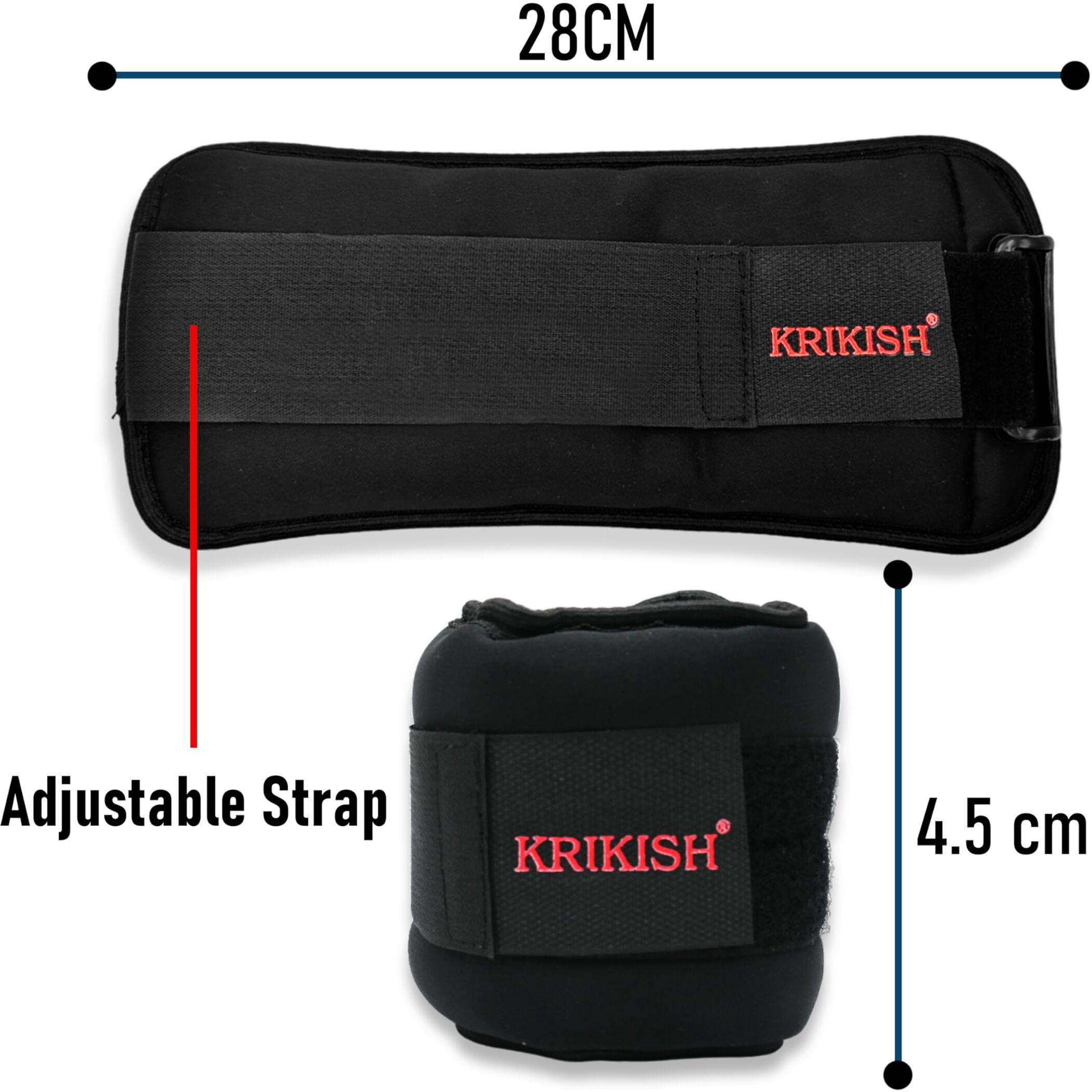 KRIKISH Ankle Weights, Adjustable Wrist Weight Straps for Fitness, Walking, Jogging, Workout (1KgX2)