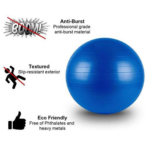 divinezon Rubber Excersice Gym Ball With Free Foot | Anti-Slip Stability Heavy Duty Fitness Yoga Ball | 65 Cm,Multicolor
