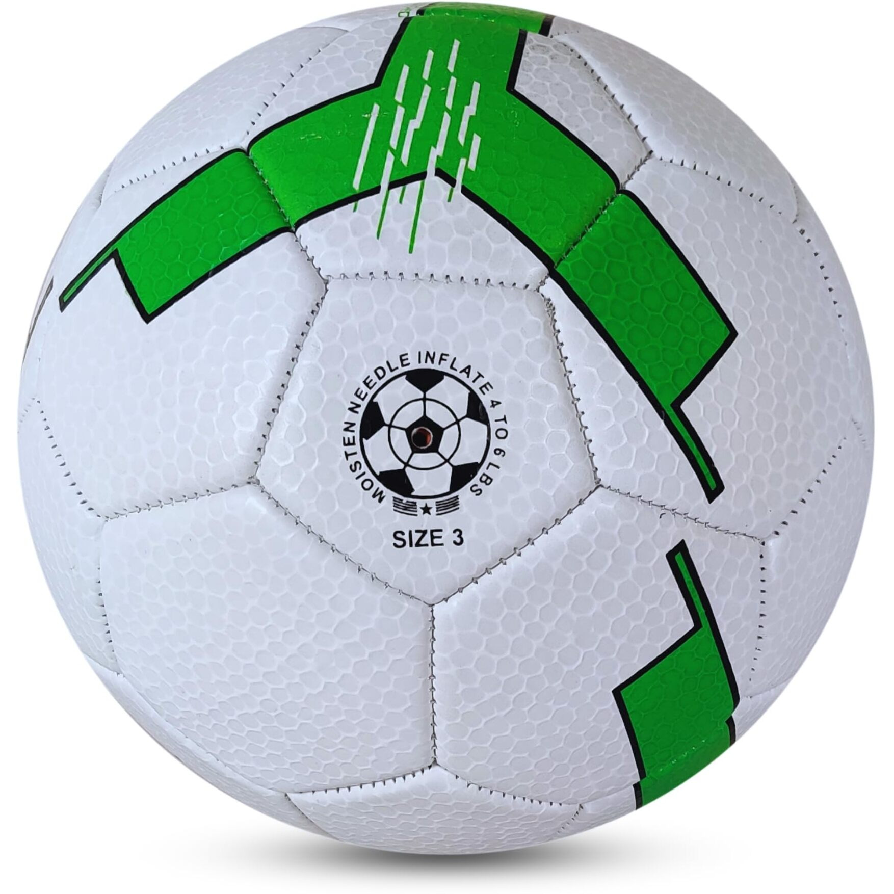 Prokick Precision Machine Stitched 32 Panel Football, Size 3 (White Green)