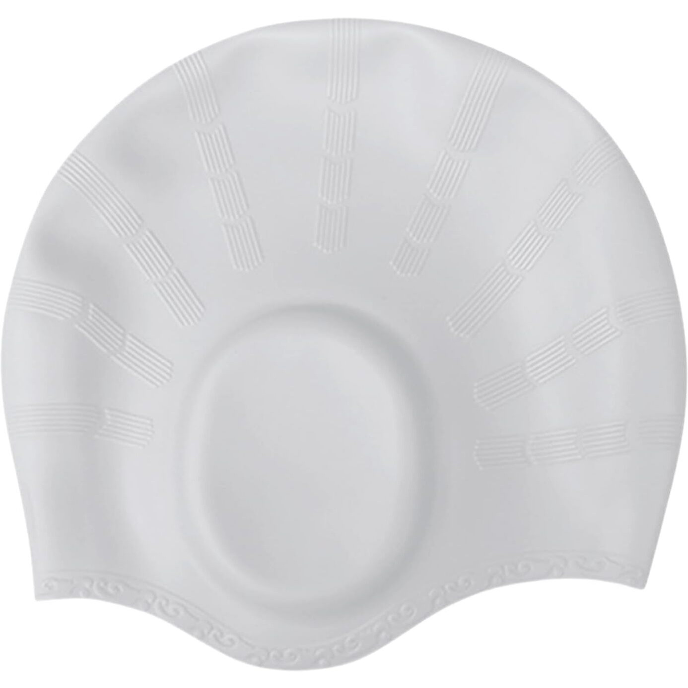 KARBD Silicone Swimming Cap with Ear & Hair Protection Unisex Water Sports Long Hair Cover Swim Pool Head Cap for Children Kids Adults Men Women Boys Girls (Universal Size, Ear Protection Grey Silver)