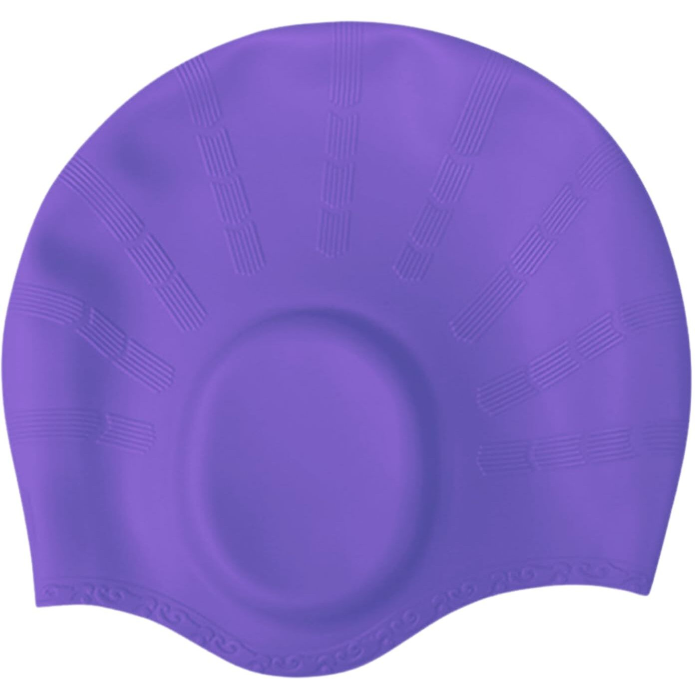 KARBD Silicone Swimming Cap with Ear & Hair Protection Unisex Water Sports Long Hair Cover Swim Pool Head Cap for Children Kids Adults Men Women Boys Girls (Universal Size, Ear Protection Purple)
