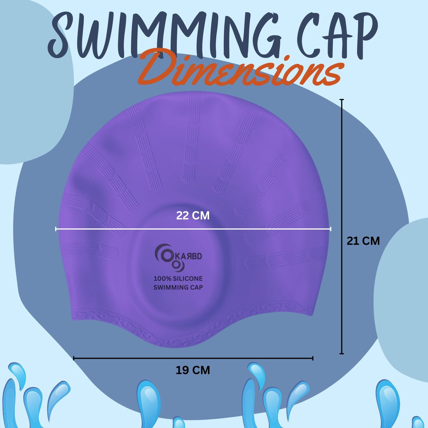 KARBD Silicone Swimming Cap with Ear & Hair Protection Unisex Water Sports Long Hair Cover Swim Pool Head Cap for Children Kids Adults Men Women Boys Girls (Universal Size, Ear Protection Purple)