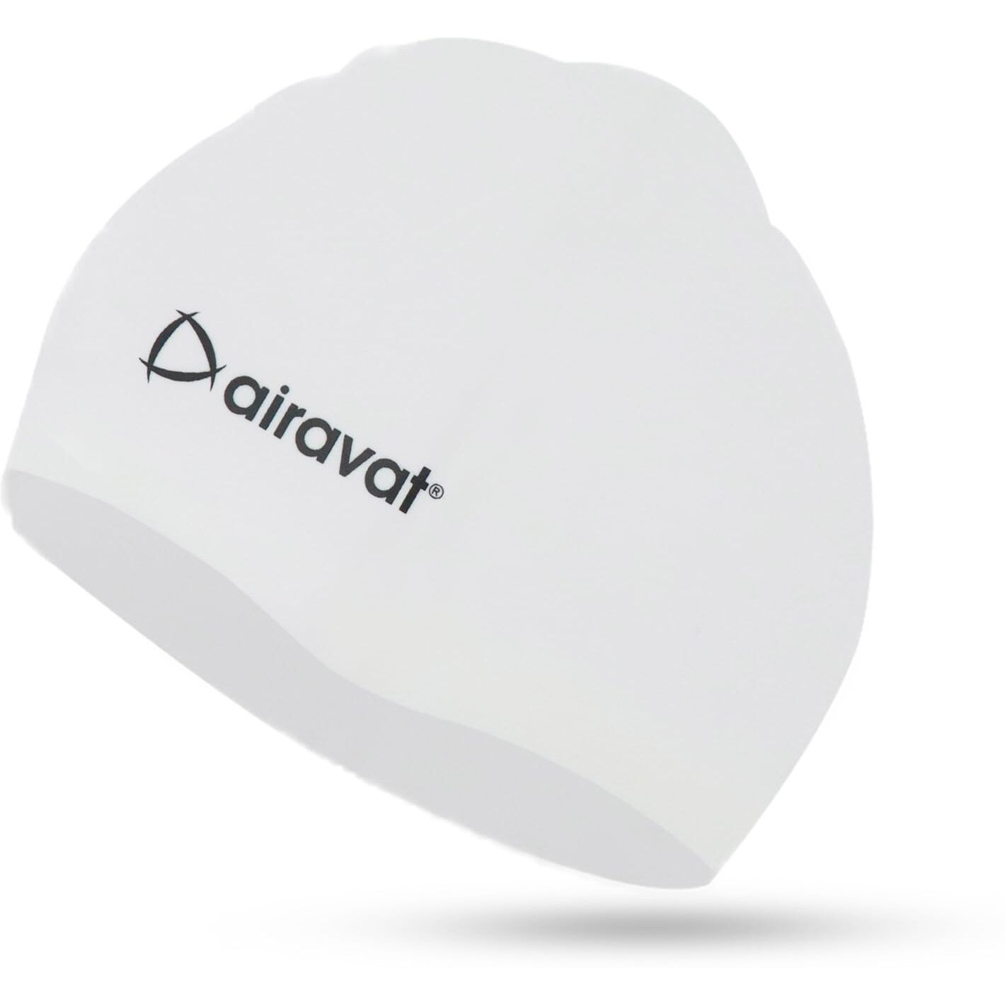 Airavat Basic Swim Cap, 001 Silicone Swim Cap, Comfortable Bathing Cap Ideal for Curly Short Medium Long Hair, Swimming Cap for Women and Men (White)