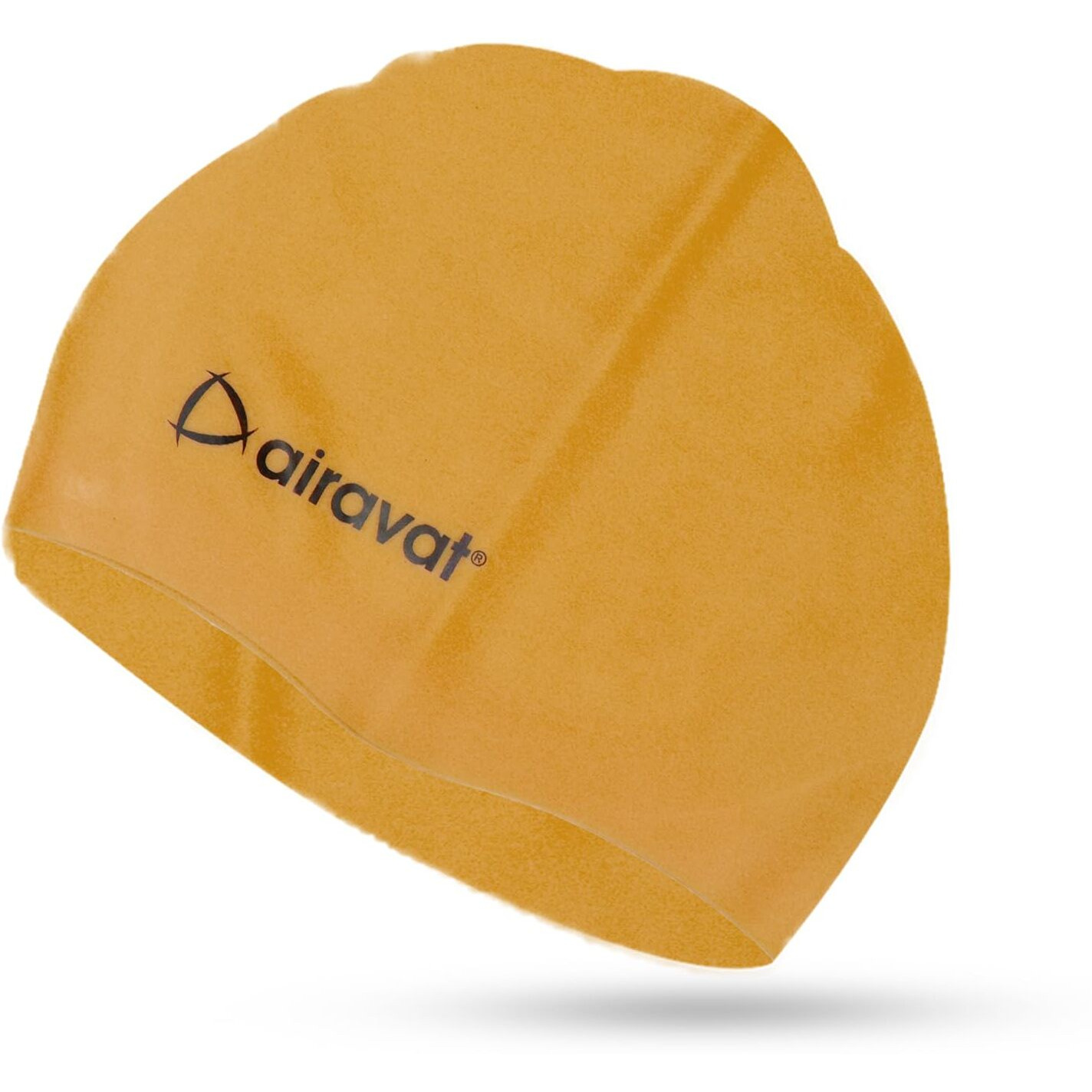 Airavat Basic Swim Cap, 001 Silicone Swim Cap, Comfortable Bathing Cap Ideal for Curly Short Medium Long Hair, Swimming Cap for Women and Men (Yellow)