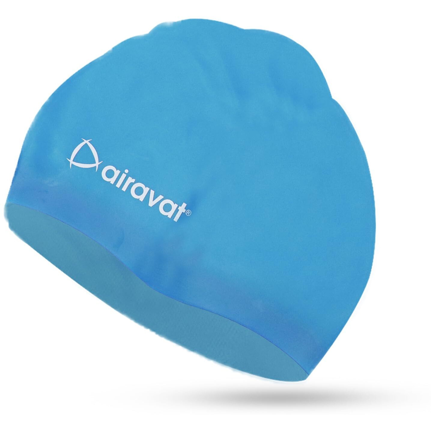 Airavat Basic Swim Cap, 001 Silicone Swim Cap, Comfortable Bathing Cap Ideal for Curly Short Medium Long Hair, Swimming Cap for Women and Men (Blue)