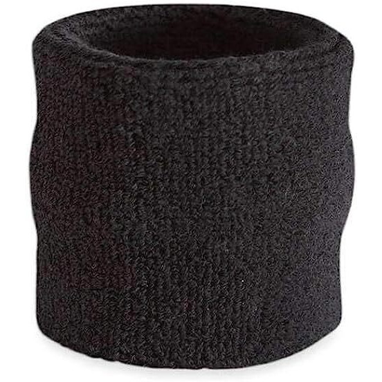 AMIFIT 3 x 3 Inch Wrist Sweatbands Tennis Wrist Bands Absorbent Sweatbands for Football Basketball Running Athletic Sports and Working Out, Pack of 1 (Black)