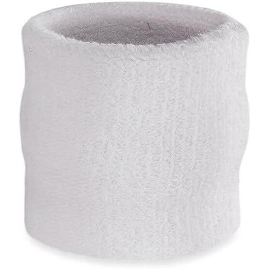 AMIFIT 3 x 3 Inch Wrist Sweatbands Tennis Wrist Bands Absorbent Sweatbands for Football Basketball Running Athletic Sports and Working Out, Pack of 1 (White)