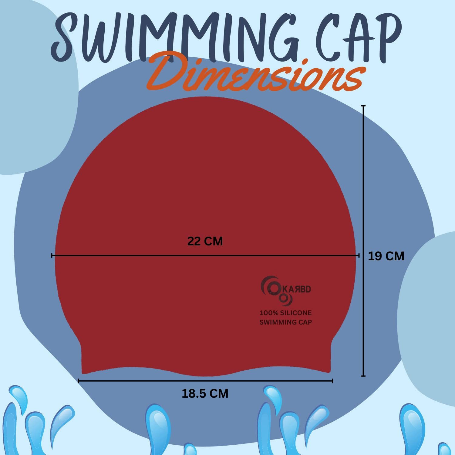 KARBD Silicone Swimming Cap Unisex Soft Waterproof Swimming Pool Head Cap Water Sports Hat for Children Kids Adults Men Women Boys Girls of All Age (Universal Size, Regular Red)