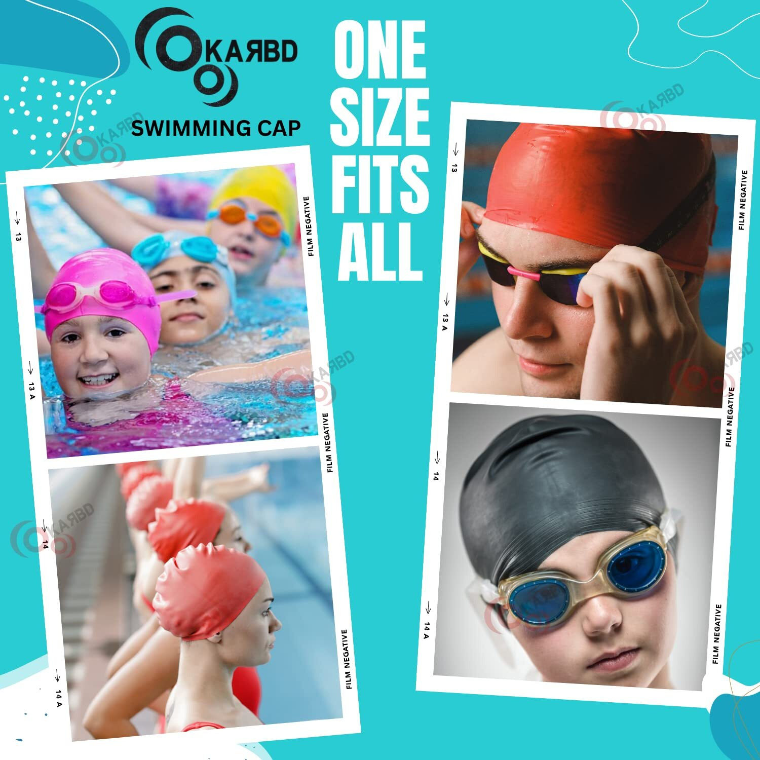 KARBD Silicone Swimming Cap Unisex Soft Waterproof Swimming Pool Head Cap Water Sports Hat for Children Kids Adults Men Women Boys Girls of All Age (Universal Size, Regular Dark Blue)