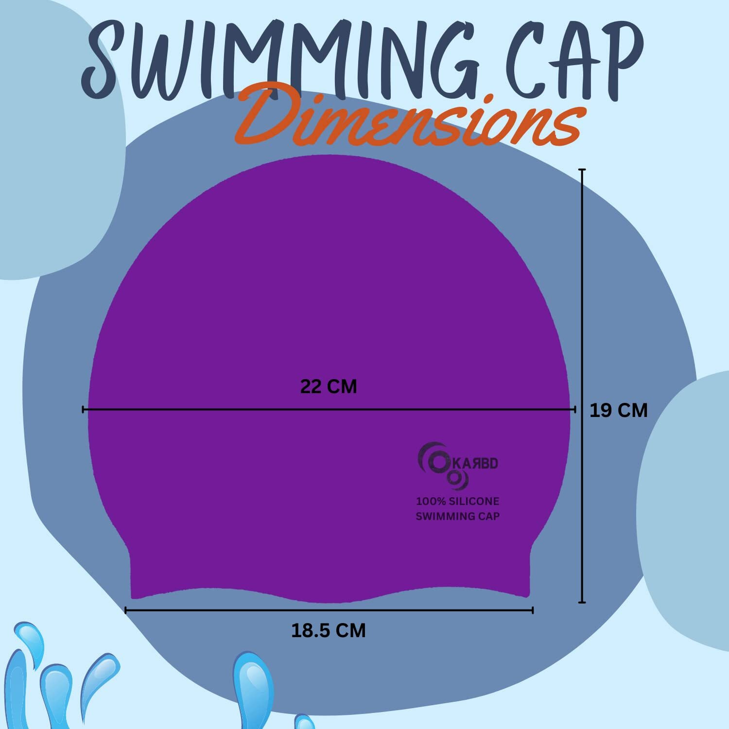 KARBD Silicone Swimming Cap Unisex Soft Waterproof Swimming Pool Head Cap Water Sports Hat for Children Kids Adults Men Women Boys Girls of All Age (Universal Size, Regular Purple)