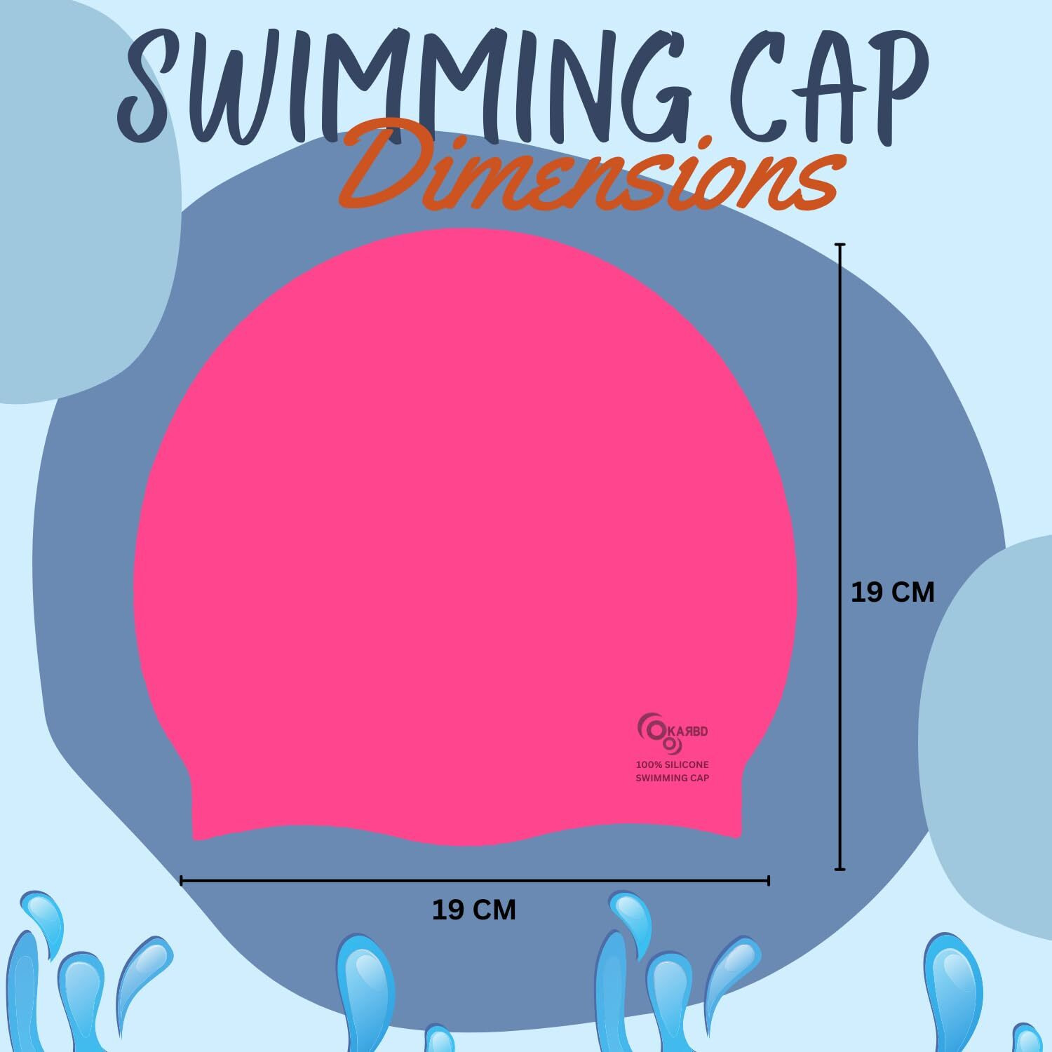 KARBD Silicone Swimming Cap Unisex Soft Waterproof Swimming Pool Head Cap Water Sports Hat for Children Kids Adults Men Women Boys Girls of All Age (Universal Size, Regular Dark Pink)