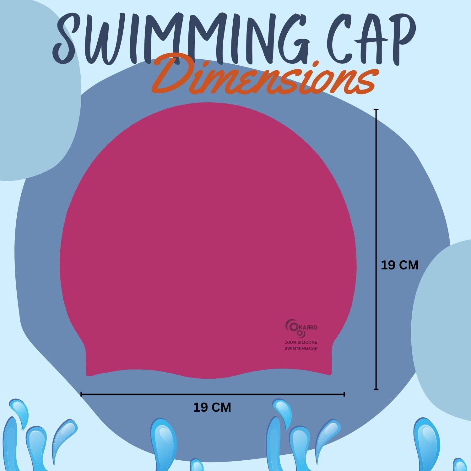KARBD Silicone Swimming Cap Unisex Soft Waterproof Swimming Pool Head Cap Water Sports Hat for Children Kids Adults Men Women Boys Girls of All Age (Universal Size, Regular Beetroot)
