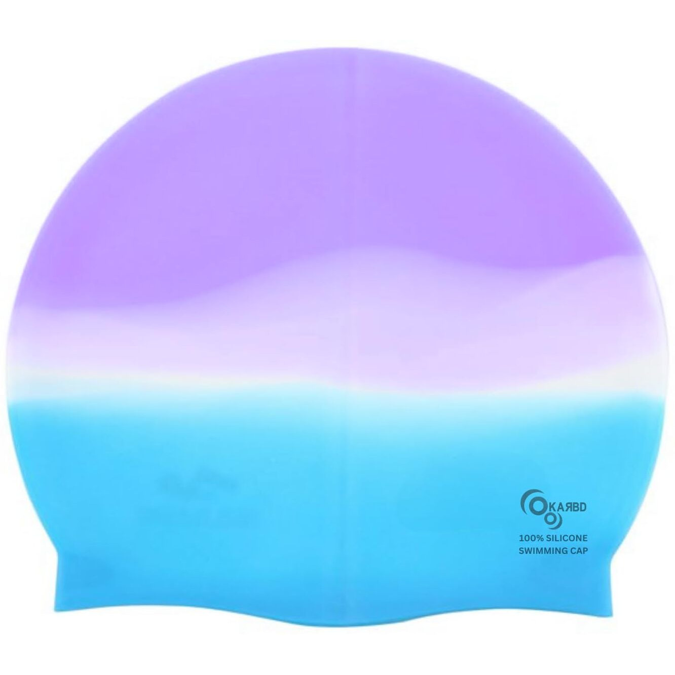 KARBD Silicone Swimming Cap Unisex Soft Waterproof Swimming Pool Cap Water Sports Long Hair for Children Kids Adults Men Women Boys Girls of All Age (Universal Size, Purple Blue)