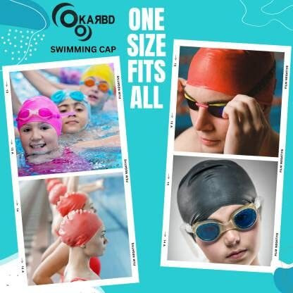 KARBD Silicone Swimming Cap Unisex Soft Waterproof Swimming Pool Head Cap Water Sports Hat for Children Kids Adults Men Women Boys Girls of All Age (Universal Size, Regular White)