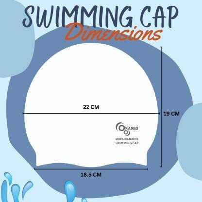 KARBD Silicone Swimming Cap Unisex Soft Waterproof Swimming Pool Head Cap Water Sports Hat for Children Kids Adults Men Women Boys Girls of All Age (Universal Size, Regular White)