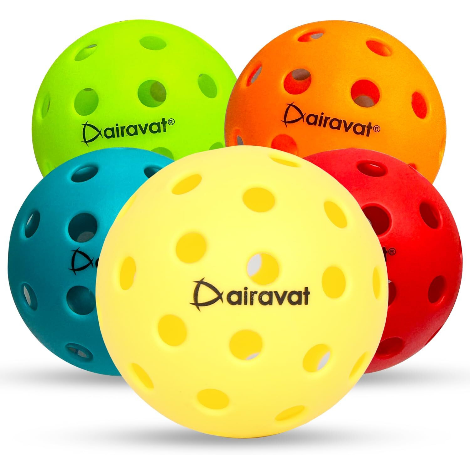 AIRAVAT Premium Outdoor Pickleball Balls, 40 Hole Pickleball for Tournament and Competition Play, Perfectly Balanced, High Bounce True Flight, Durable (Red- Pack of 6)