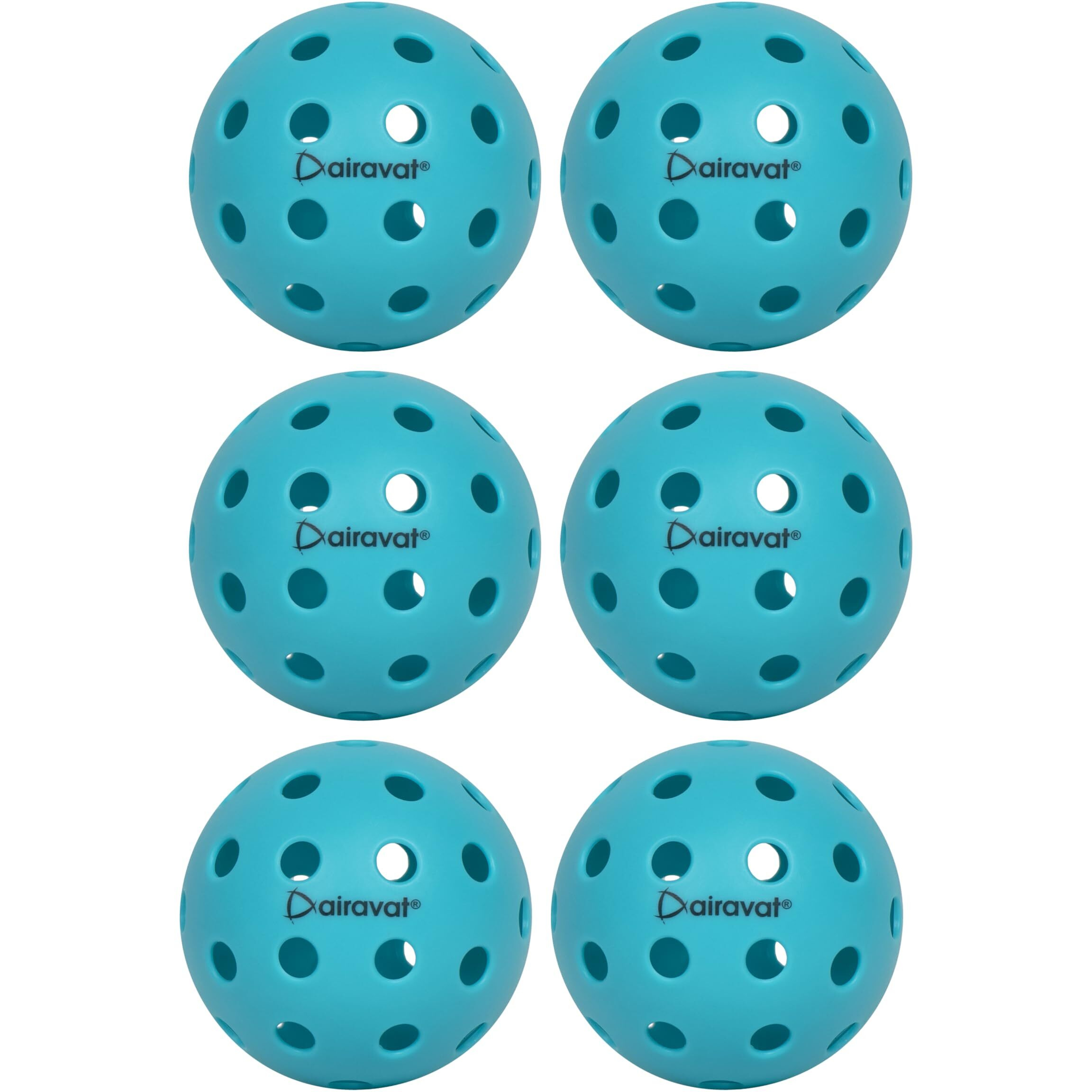 AIRAVAT Premium Outdoor Pickleball Balls, 40 Hole Pickleball for Tournament and Competition Play, Perfectly Balanced, High Bounce True Flight, Durable (Blue- Pack of 6)