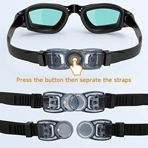 CABLE HUNTER Anti fog Protection Clear Anti-UV Swimming Goggles with Adjustable Strap, Free Nose Clip, Ear Plugs [Rainbow]