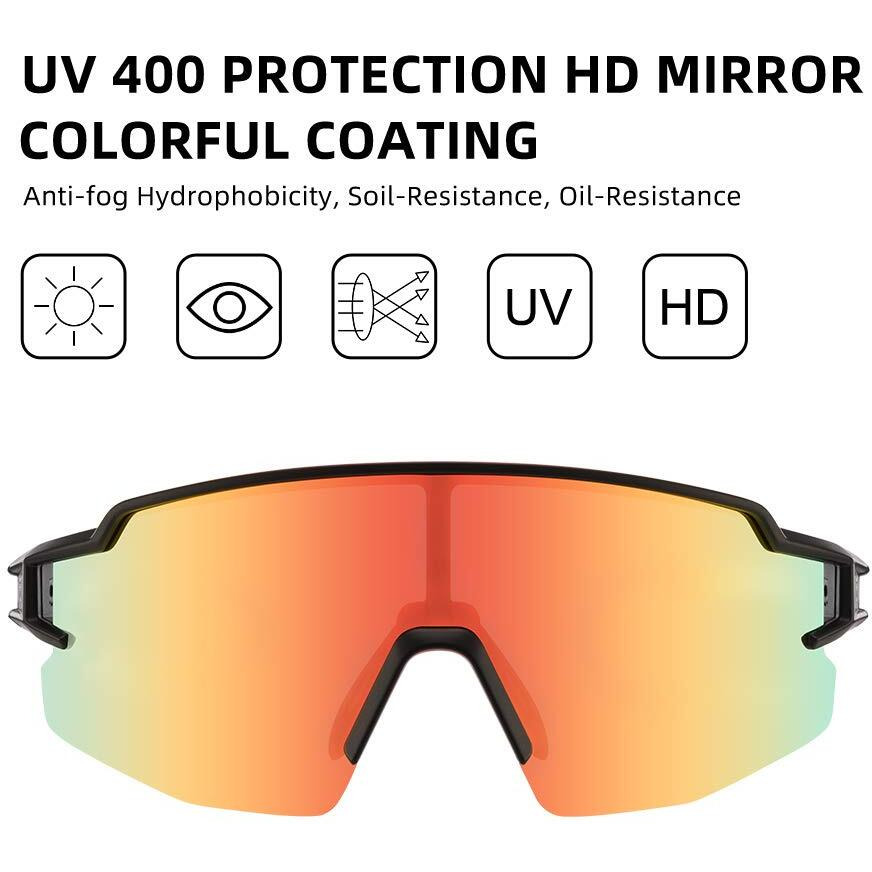 ROCKBROS Polarized Rectangular Shape Sunglasses For Men Women Uv Protection Cycling Sunglasses Sport Glasses Bike Running Driving Fishing Golf Sunglasses, Black, One Size