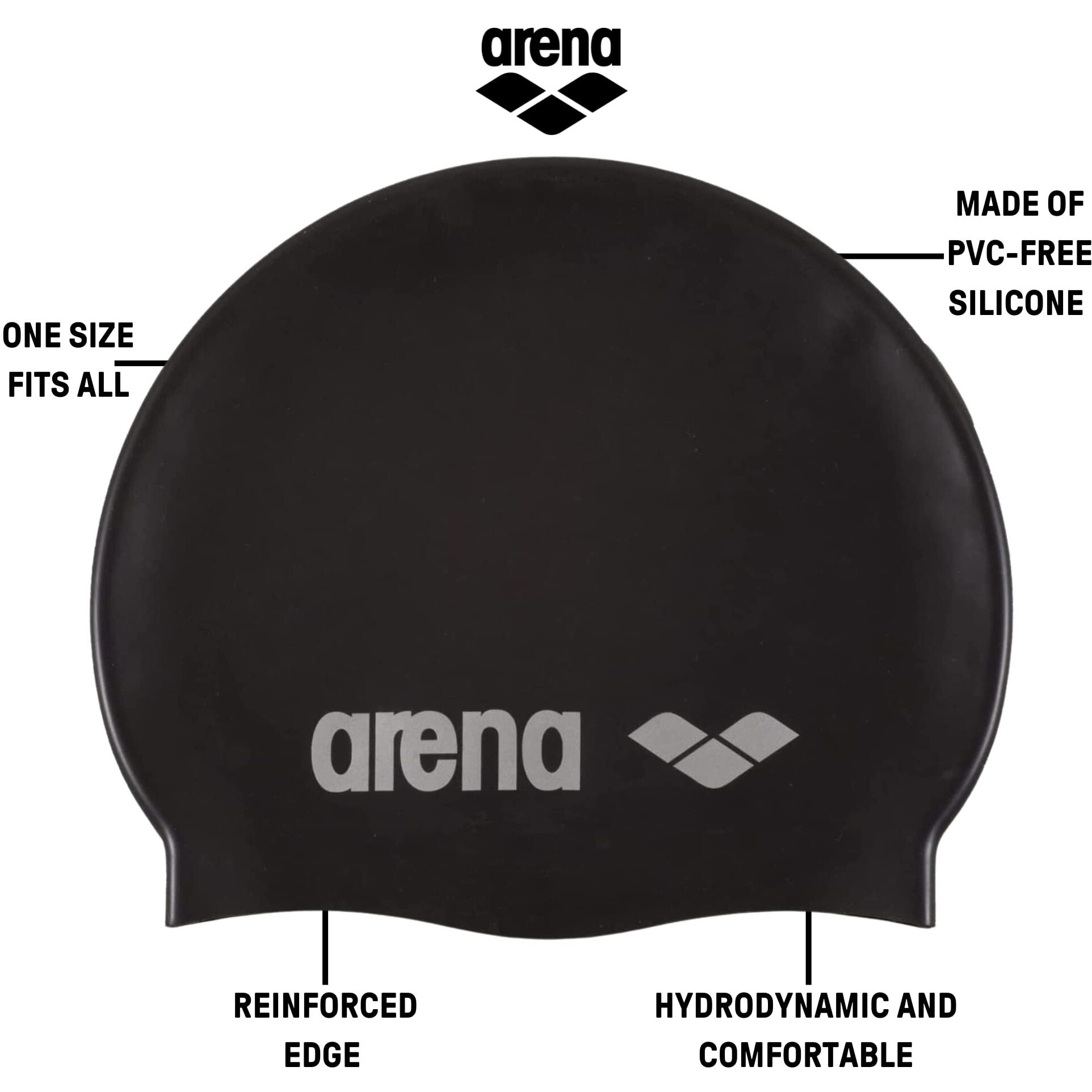 Arena 91662 Classic Silicone Swimming Caps (White)