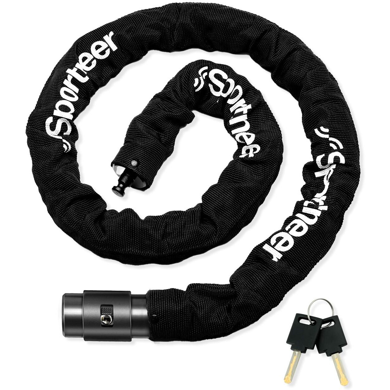 Sportneer Bike Lock Chain 3.2 FT 0.32  8mm Thicker Heavy Duty Anti-Theft Anti-Cut Uncuttable High Security Bicycle Chain Lock Bike Lock Portable Strong with Keys for Scooter, Mountain Bike, Motorbike