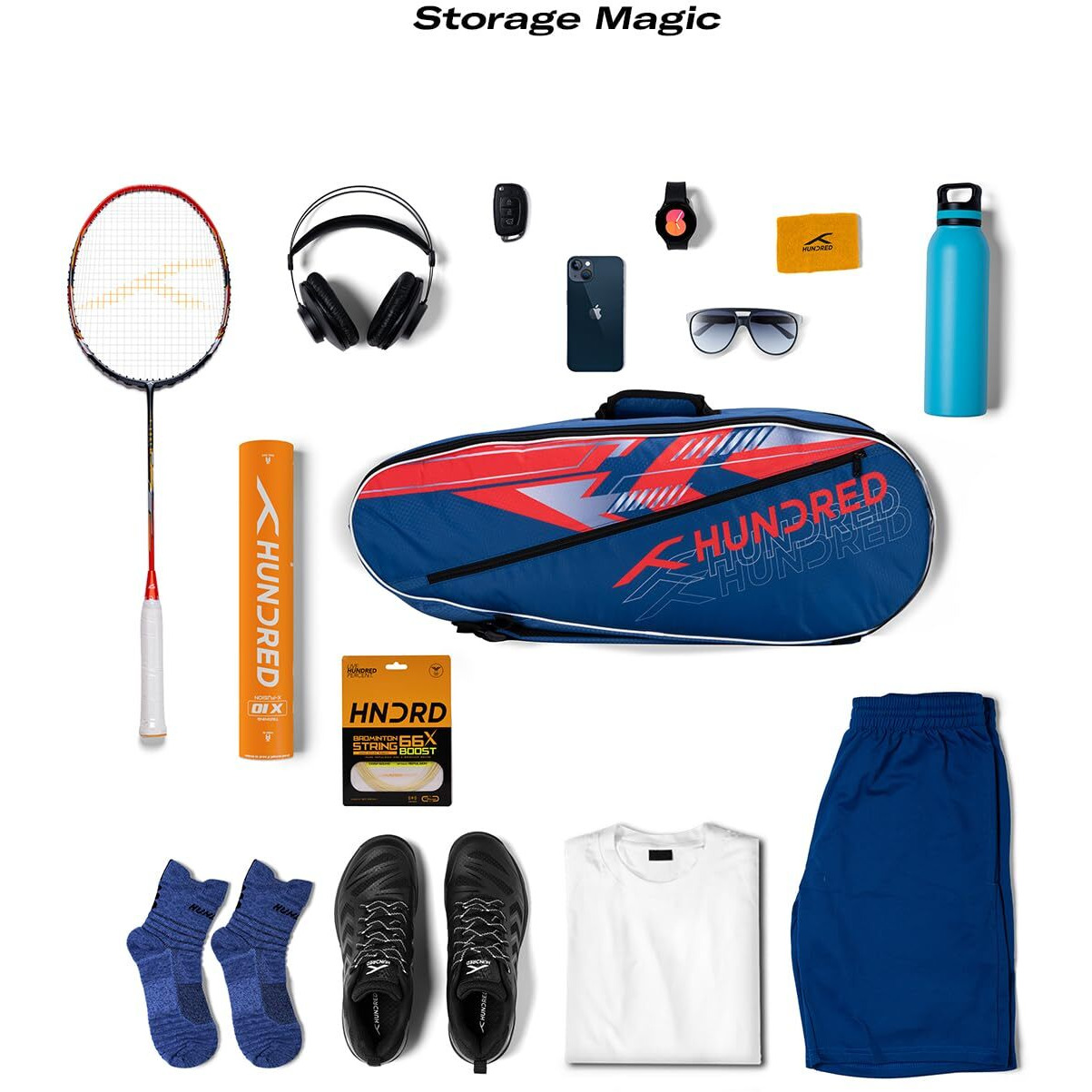 HUNDRED Strike Kit Bag Double Compartment with side pouch (6in1) Kit Bag (Slate Blue)