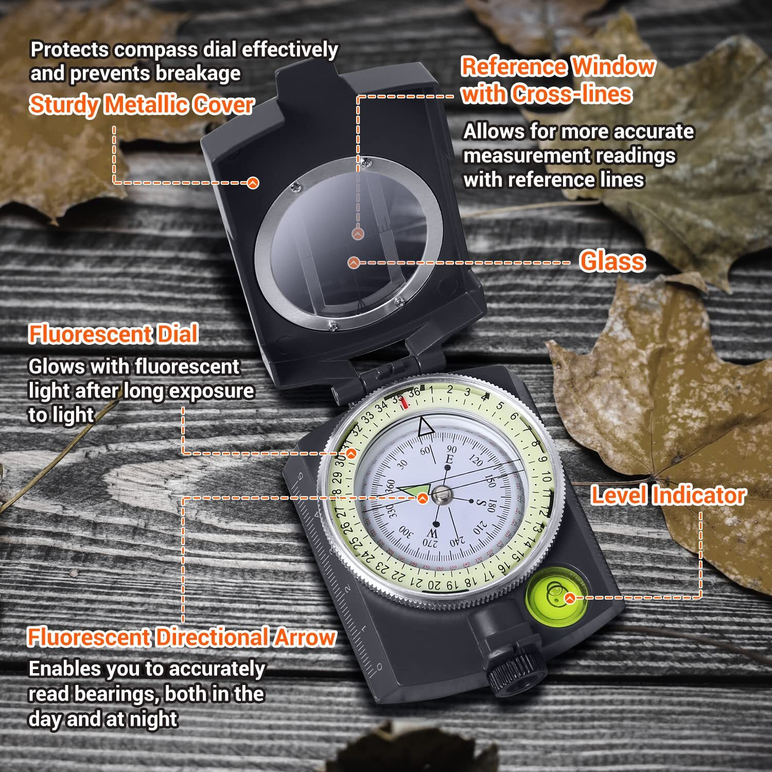 Compass, Sportneer High Accuracy Waterproof Military Compass with Carrying Bag Lensatic Sighting Waterproof and Shakeproof Compass Suitable for Camping Hiking