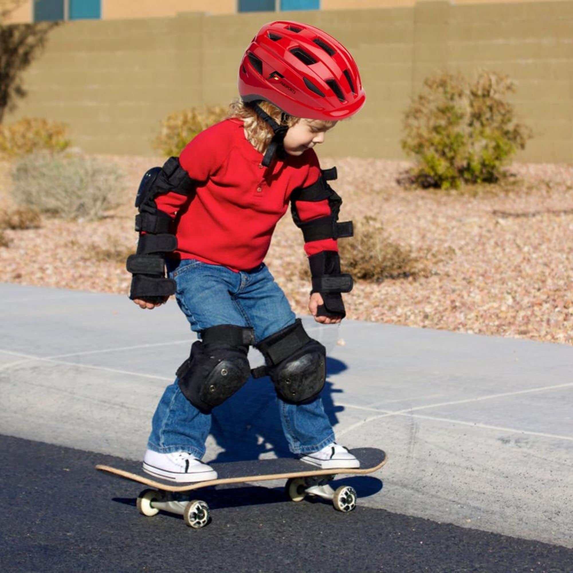 FABSPORTS Solid Safety Helmet for Kids (5-12 Years), Light Weight Bicycle Bike Helmet, Adjustable Size, Superior Ventilation for Cycling Skating Skate Boarding, Red