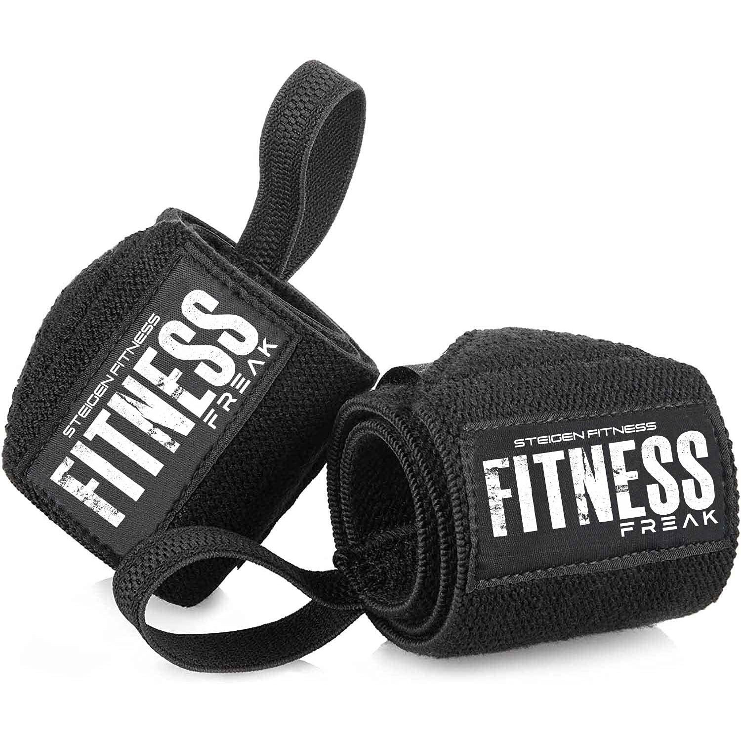 STEIGEN FITNESS -Sf Cotton Professional Weightlifting Exercise Wrist Wrap Straps Bands Gloves, Supporter for Gym (Black)