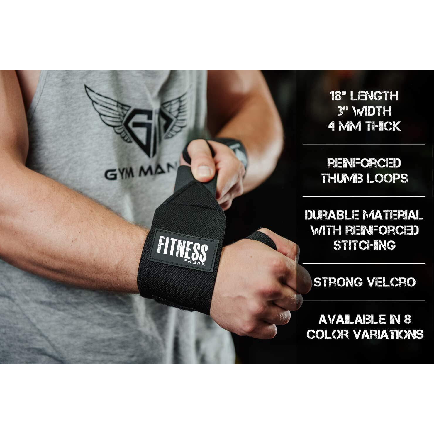 STEIGEN FITNESS -Sf Cotton Professional Weightlifting Exercise Wrist Wrap Straps Bands Gloves, Supporter for Gym (Black)