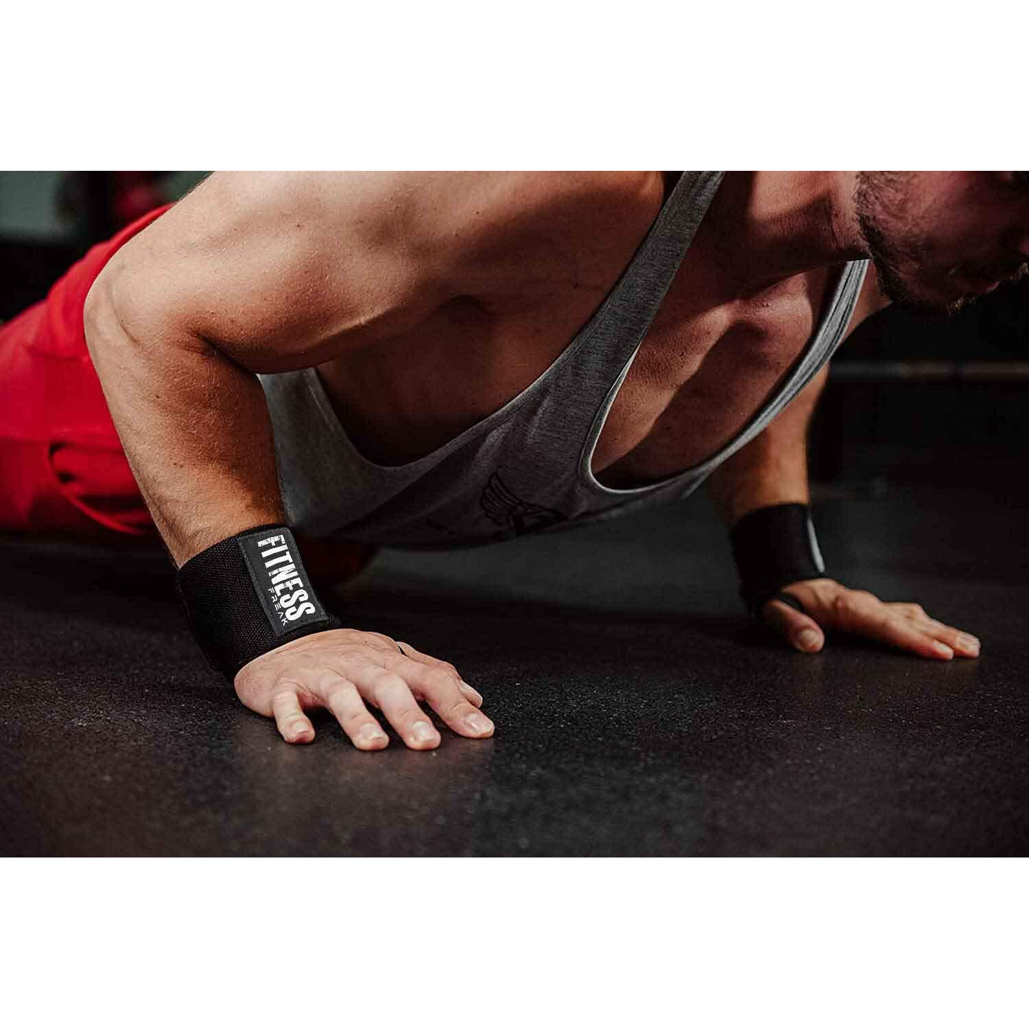 STEIGEN FITNESS -Sf Cotton Professional Weightlifting Exercise Wrist Wrap Straps Bands Gloves, Supporter for Gym (Black)
