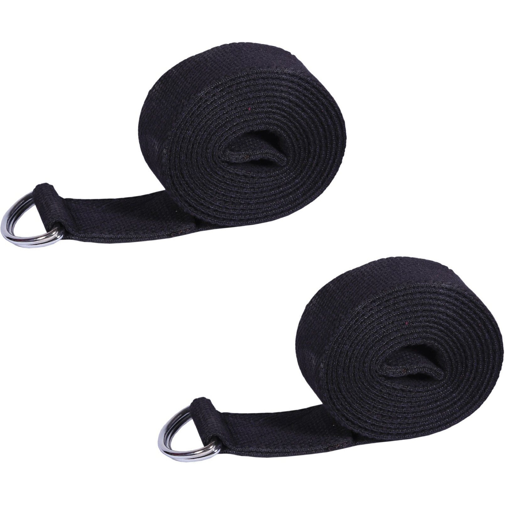 Footmate 8 FT Long Pack-2 Yoga Belt for Exercise, Durable Material With Adjustable D-Ring Buckle, Props Rops For Safe- Challenging Yoga Posture, Black Yoga Strap For Men-Women- Width- 1.5 inch