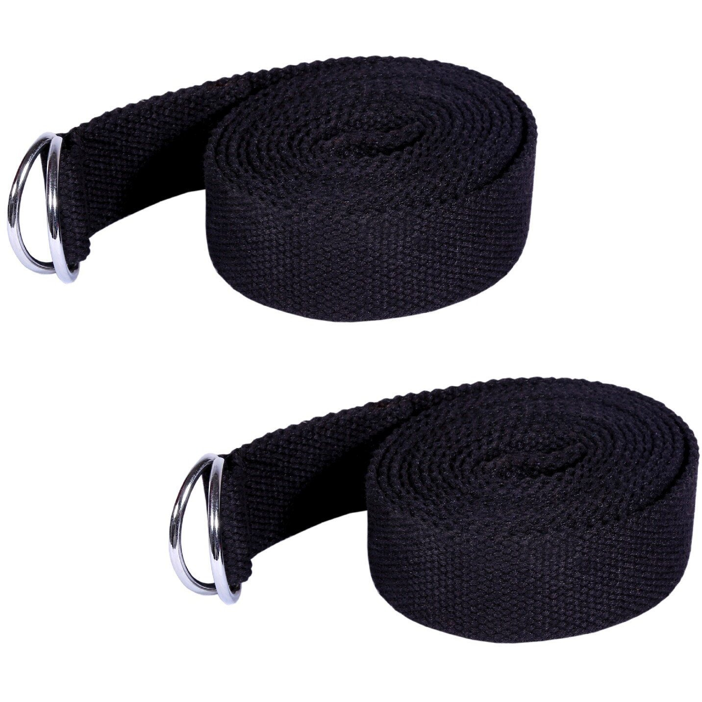 Footmate 8 FT Long Pack-2 Yoga Belt for Exercise, Durable Material With Adjustable D-Ring Buckle, Props Rops For Safe- Challenging Yoga Posture, Black Yoga Strap For Men-Women- Width- 1.5 inch