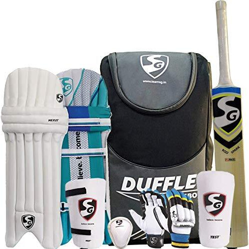 SG Summer Camp Kashmir Cricket Kit for All Ages, Black Grey - Size 6