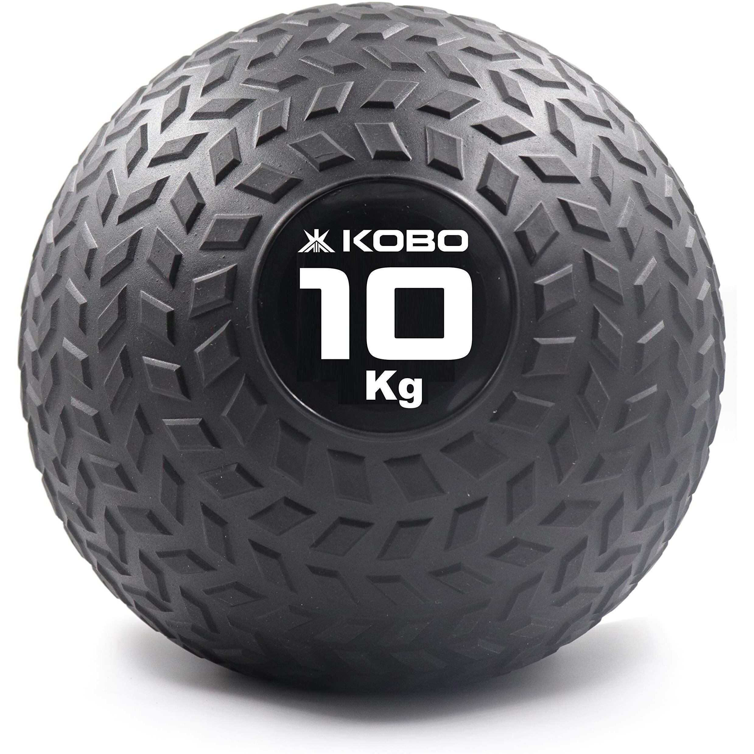 Kobo CTA-39 Slam Ball 10 Kg (Dead Bounce) Rubber Classic, Strength and Conditioning Cross Training WODs, Plyometric and Core Training, Squats, Lunges, Wall Exercises (Imported), 10Kg (Black)